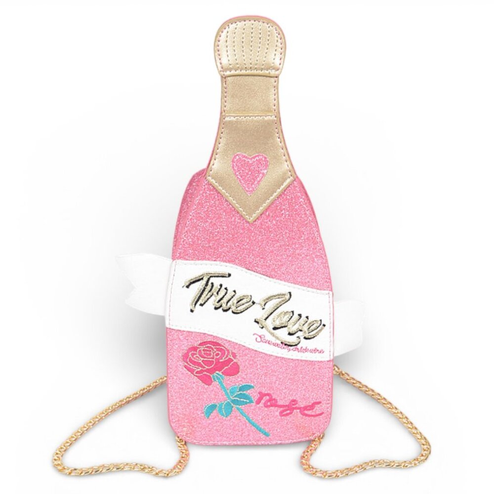 BNWT Iconic Ture Love Sparkly Champagne Bottle Clutch Bag Novelty Bag